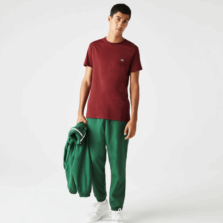 homens Lacoste bordeaux zs1 camiseta de jérsei de algodão pima decote careca 08D0818
