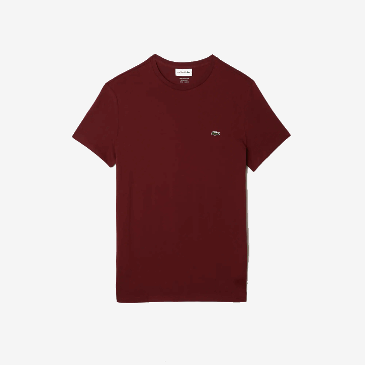 homens Lacoste bordeaux zs1 camiseta de jérsei de algodão pima decote careca 08D0818