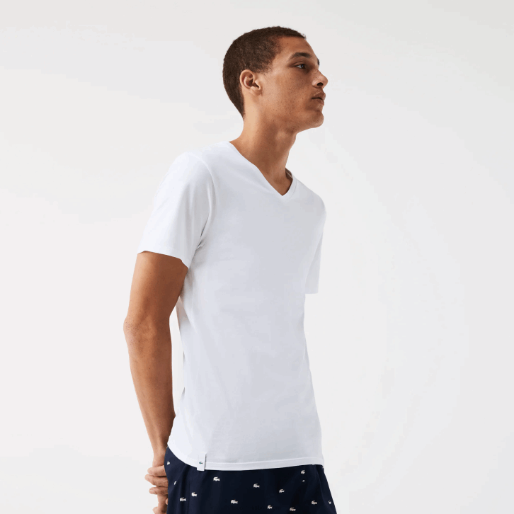 homens Lacoste branco 001 Pack de 3 t-shirts lisas 08D01345
