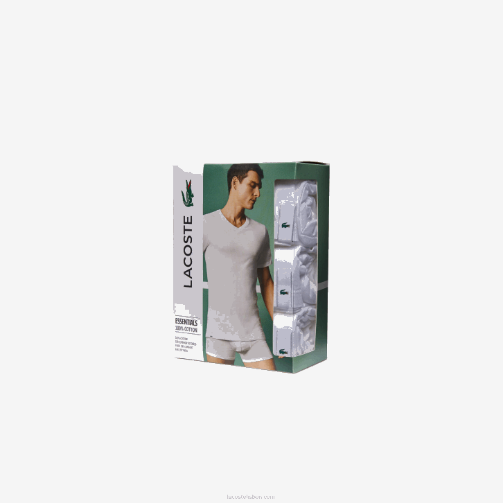 homens Lacoste branco 001 Pack de 3 t-shirts lisas 08D01345