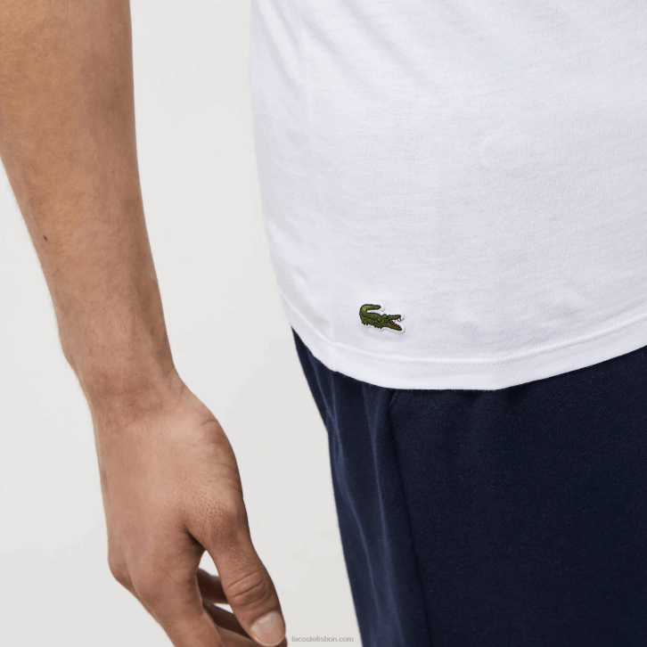homens Lacoste branco 001 Pack de 3 t-shirts lisas 08D01345