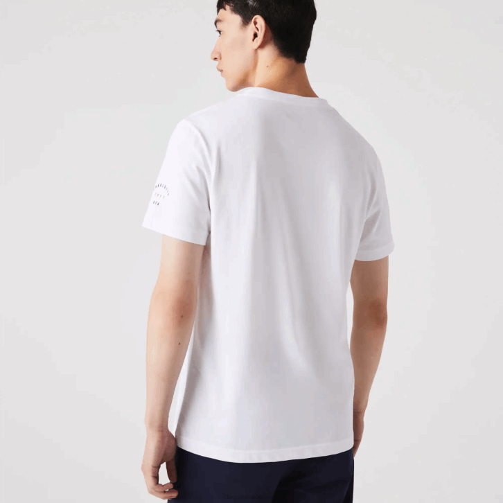 homens Lacoste branco 001 camiseta da bandeira americana do esporte da copa dos presidentes 08D0861