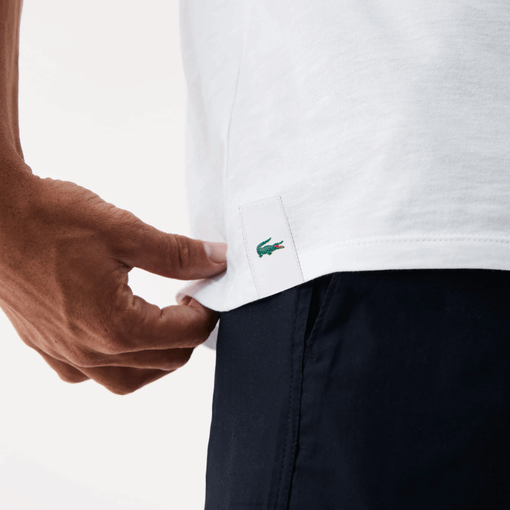 homens Lacoste branco 001 camiseta de algodão com gola redonda pacote com 3 08D01350