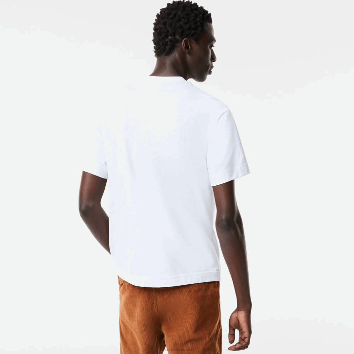 homens Lacoste branco 001 camiseta de crocodilo de ajuste relaxado 08D0698