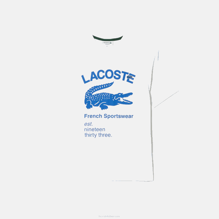 homens Lacoste branco 001 camiseta de crocodilo de ajuste relaxado 08D0698