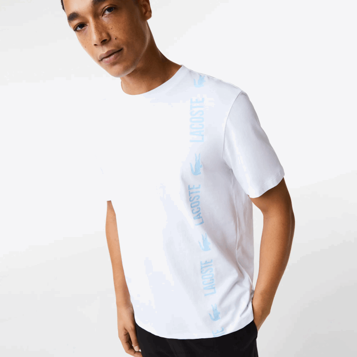 homens Lacoste branco 001 camiseta de crocodilo de marca de ajuste relaxado 08D01627