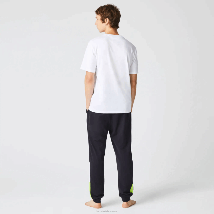 homens Lacoste branco 001 camiseta de jérsei de algodão com estampa gráfica 08D01628