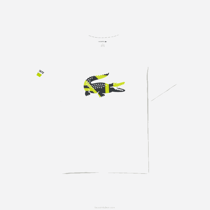 homens Lacoste branco 001 camiseta de jérsei de algodão com estampa gráfica 08D01628