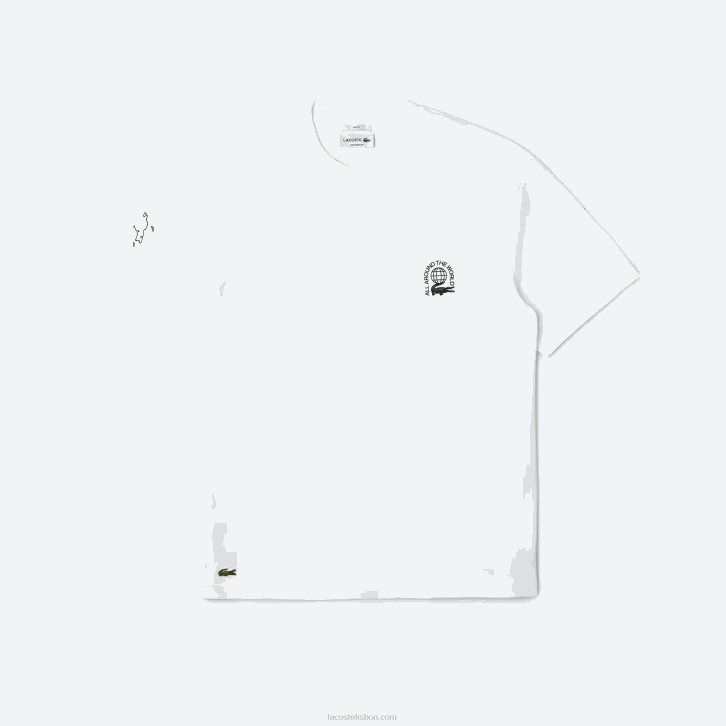homens Lacoste branco 001 camiseta de jérsei de algodão orgânico de ajuste relaxado 08D0224