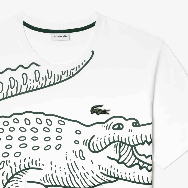 homens Lacoste branco 001 camiseta de jérsei folgada - tamanho grande - grande 08D0227