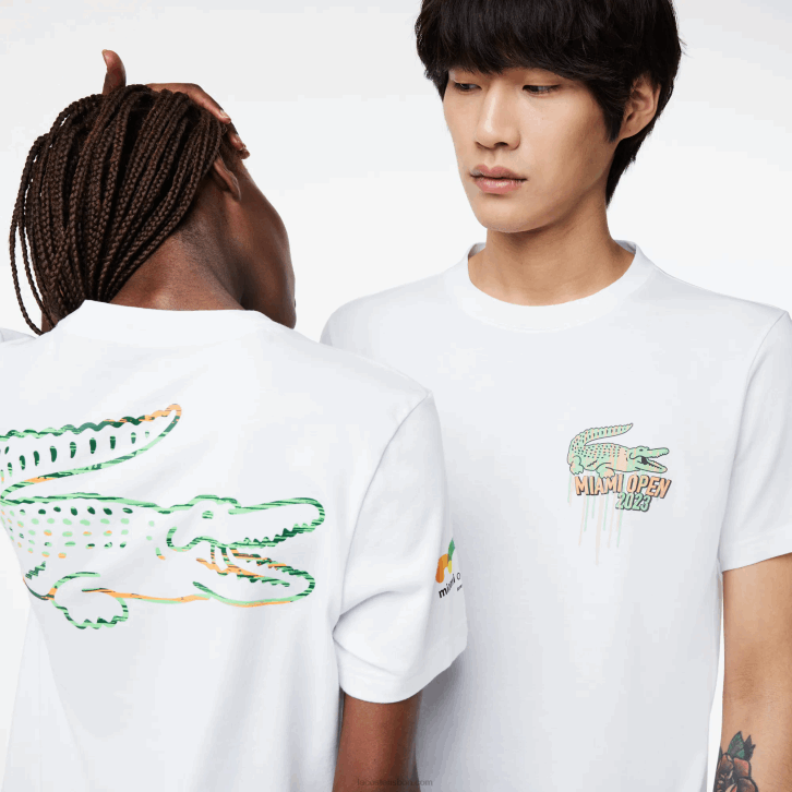 homens Lacoste branco 001 camiseta esporte miami edição aberta 08D0215