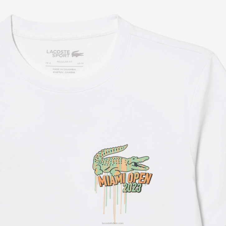 homens Lacoste branco 001 camiseta esporte miami edição aberta 08D0215