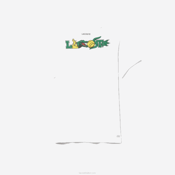 homens Lacoste branco 001 camiseta esportiva com estampa de crocodilo 08D0681