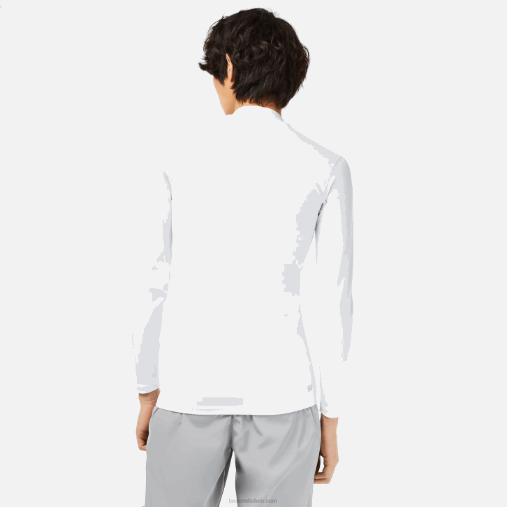 homens Lacoste branco 001 camiseta esportiva manga longa justa 08D0245