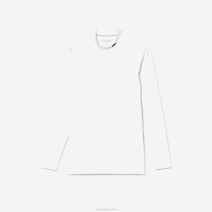 homens Lacoste branco 001 camiseta esportiva manga longa justa 08D0245