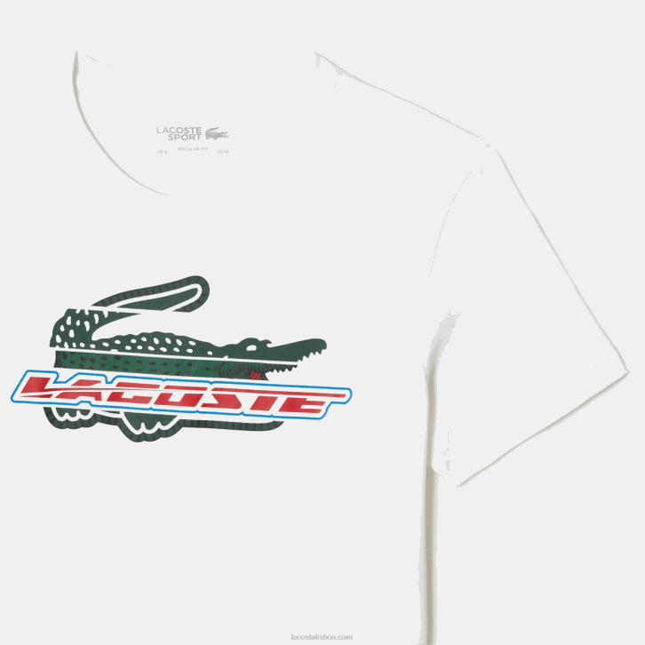 homens Lacoste branco 001 camiseta esportiva regular fit de algodão orgânico 08D0141