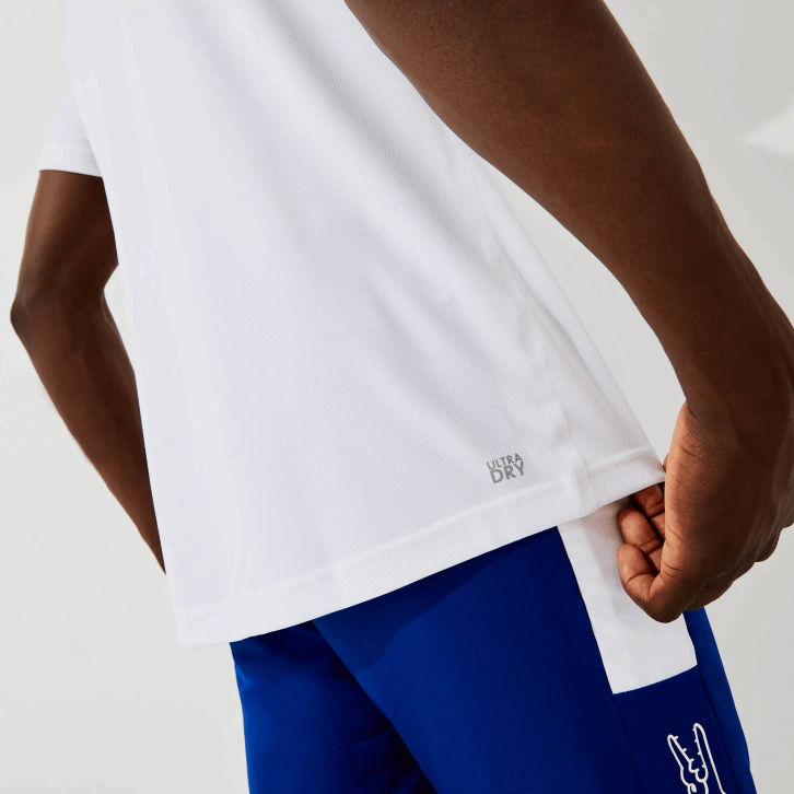 homens Lacoste branco 001 camiseta esportiva respirável piquê 08D0671