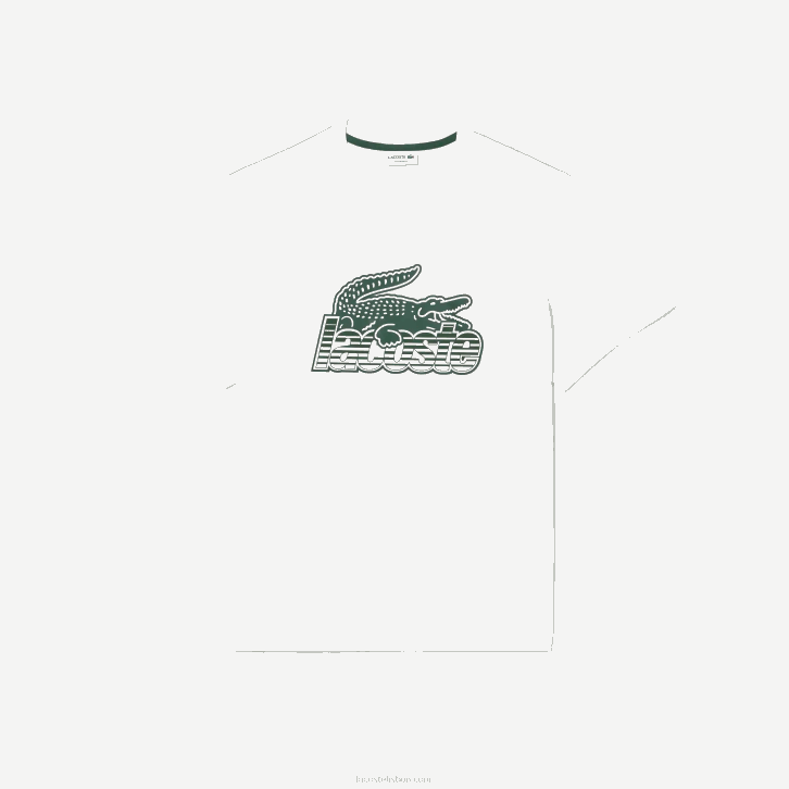 homens Lacoste branco 001 camiseta estampada em jersey de algodão 08D063