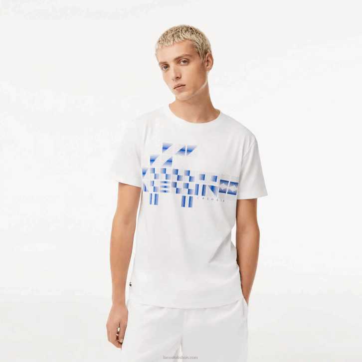 homens Lacoste branco 001 camiseta estampada sport x novak djokovic 08D0603