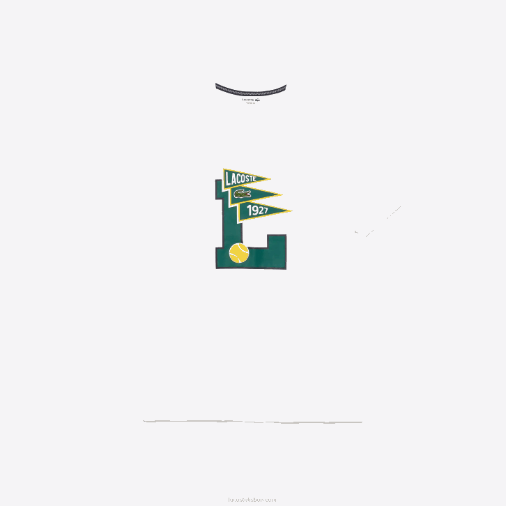homens Lacoste branco 001 camiseta gola redonda flâmulas l badge algodão 08D0914