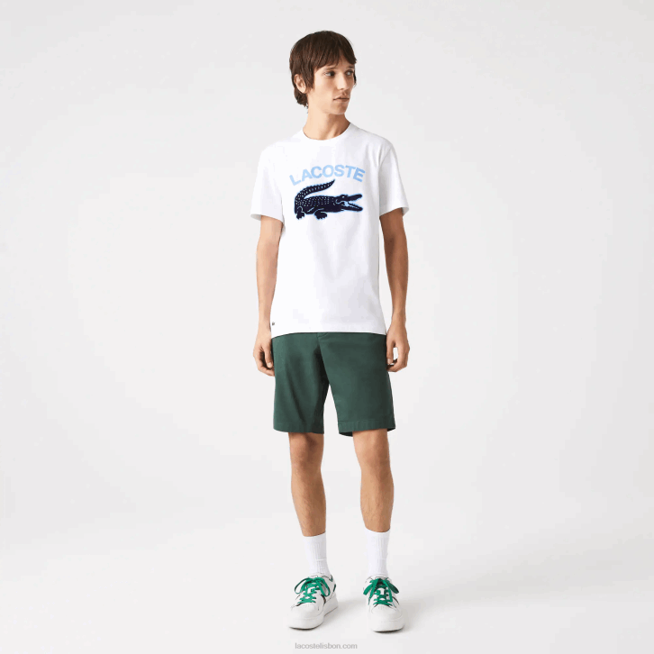 homens Lacoste branco 001 camiseta regular fit xl com estampa de crocodilo 08D0570