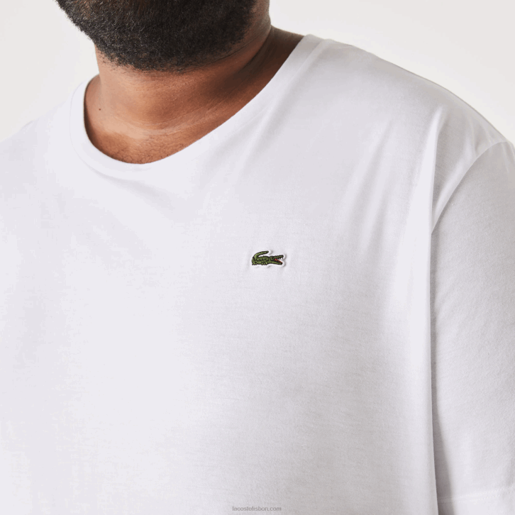homens Lacoste branco 001 t-shirt de jérsei de algodão xl gola redonda 08D0758