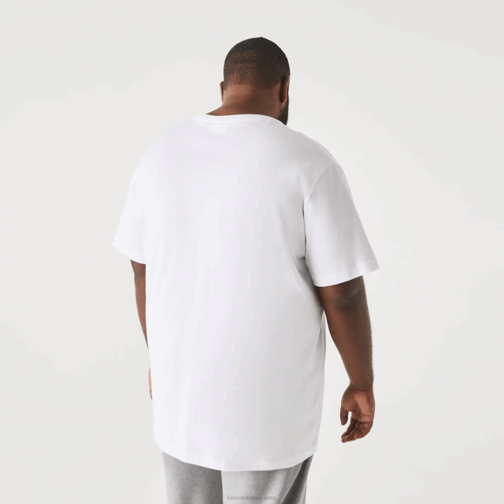 homens Lacoste branco 001 t-shirt de jérsei de algodão xl gola redonda 08D0758