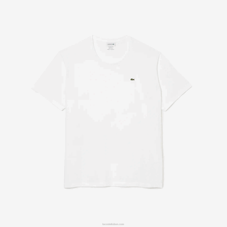 homens Lacoste branco 001 t-shirt de jérsei de algodão xl gola redonda 08D0758