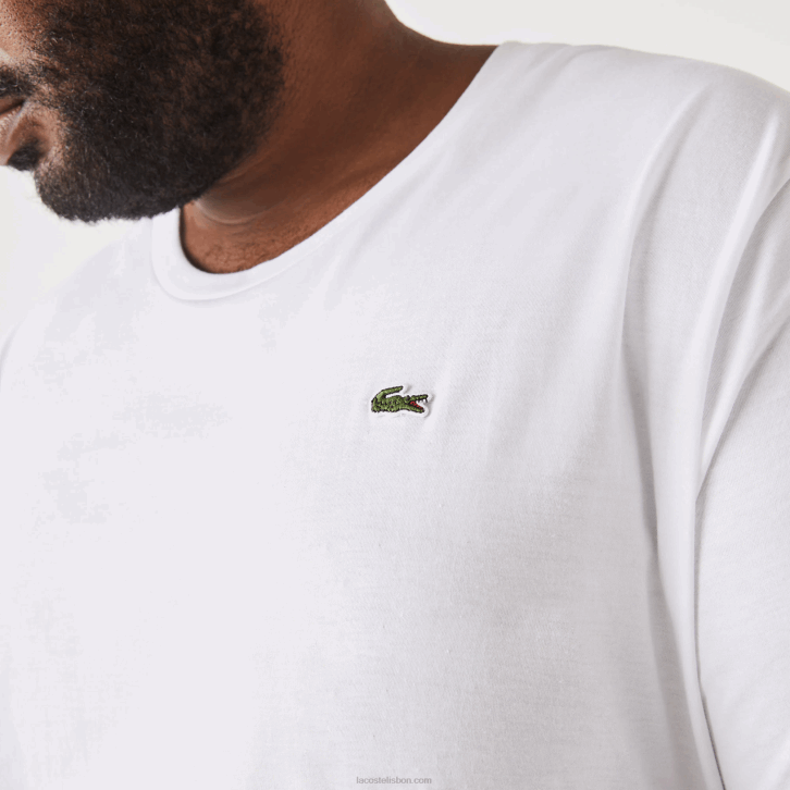 homens Lacoste branco 001 xl regular fit pima camiseta de jérsei de algodão 08D0651