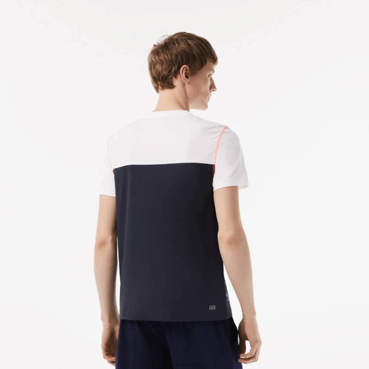 homens Lacoste branco azul laranja wyi camiseta tênis x daniil medvedev 08D026