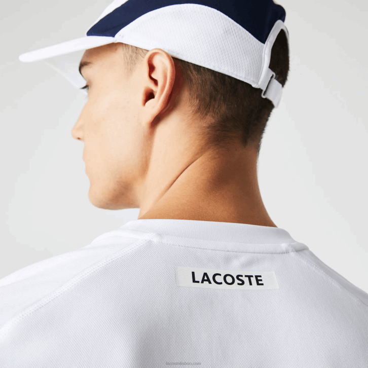 homens Lacoste branco azul marinho branco y2u camiseta esportiva color block ultra-dry tênis piquê 08D0583