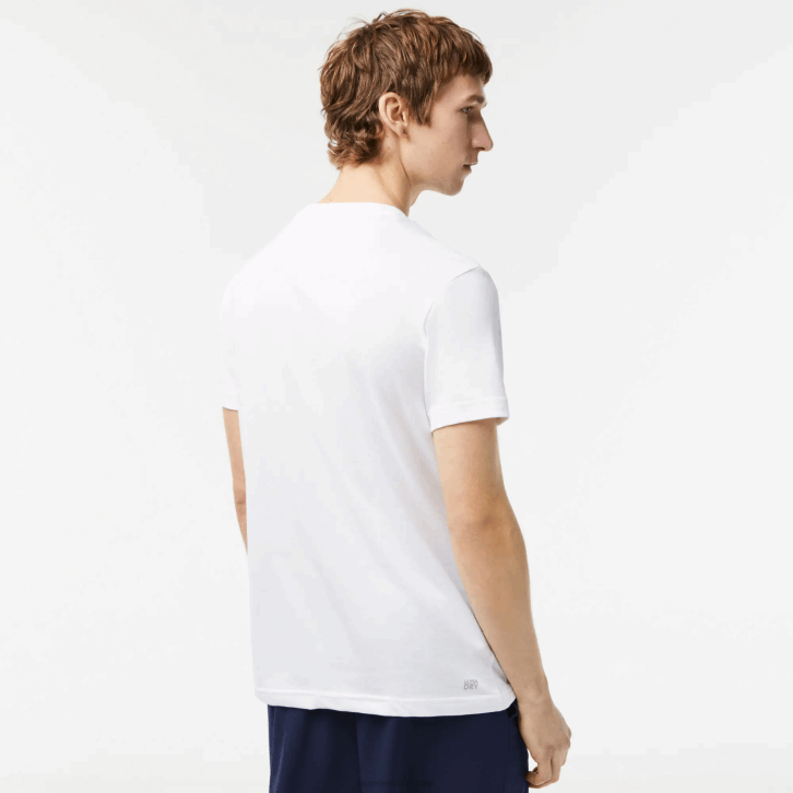 homens Lacoste branco azul qualquer camiseta esportiva respirável de crocodilo com estampa 3d 08D0122