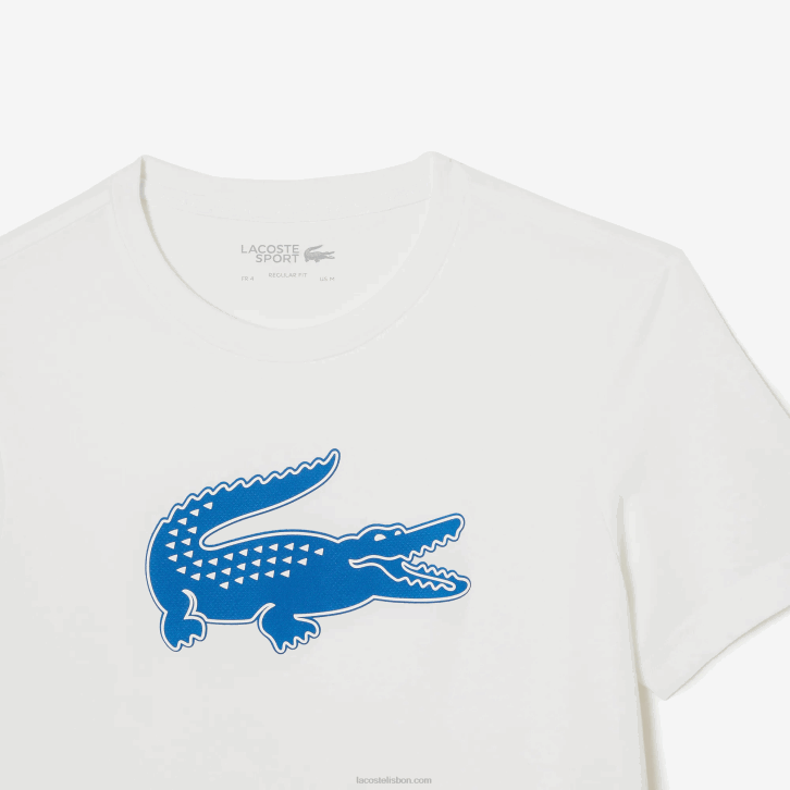 homens Lacoste branco azul qualquer camiseta esportiva respirável de crocodilo com estampa 3d 08D0122