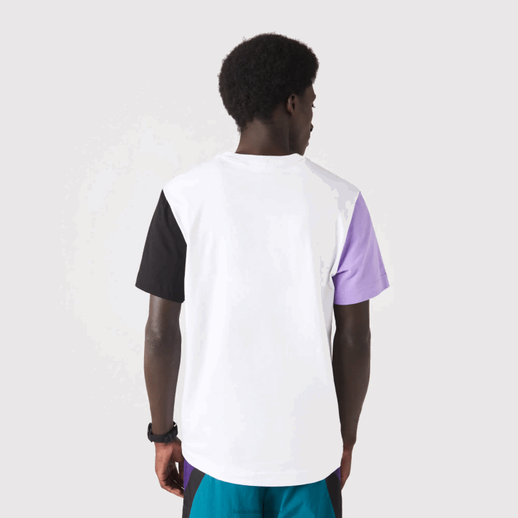 homens Lacoste branco roxo preto uwx camiseta de jérsei de algodão colorblock de ajuste regular 08D0813