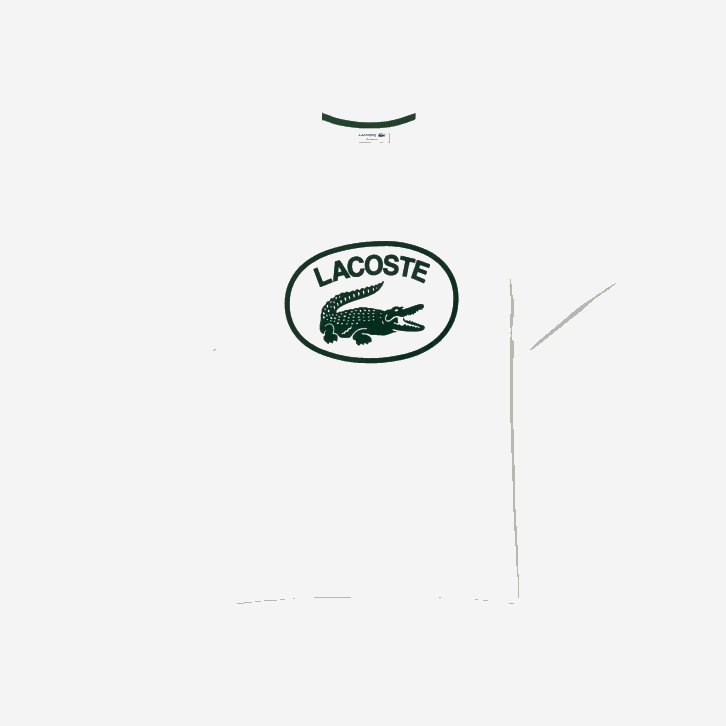 homens Lacoste branco verde 737 t-shirt de algodão de marca tom sobre tom de ajuste relaxado 08D0132