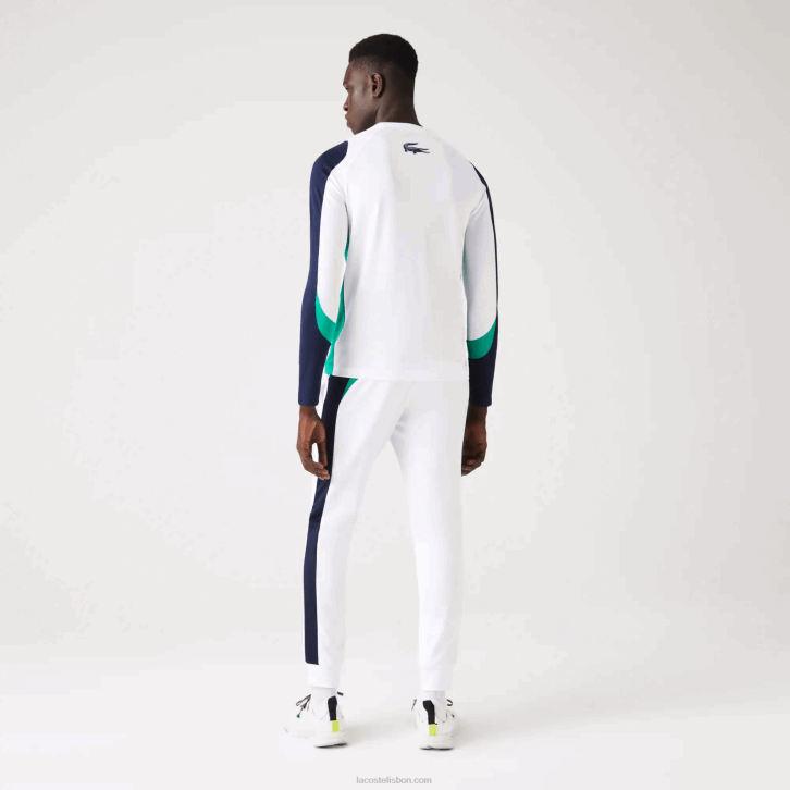 homens Lacoste branco verde azul marinho yh9 camiseta esporte tênis 08D0755
