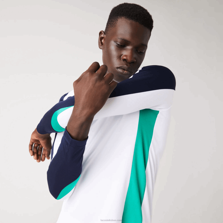 homens Lacoste branco verde azul marinho yh9 camiseta esporte tênis 08D0755