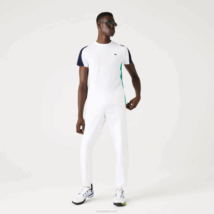 homens Lacoste branco verde azul marinho yh9 camiseta esportiva com estampa de crocodilo 08D0588
