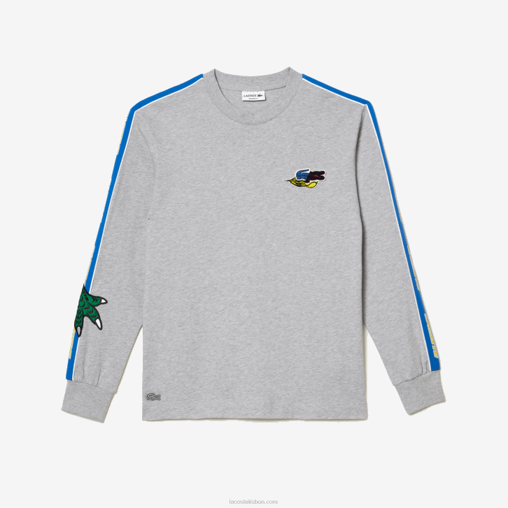 homens Lacoste chine cinza cca camiseta de banda 08D0719