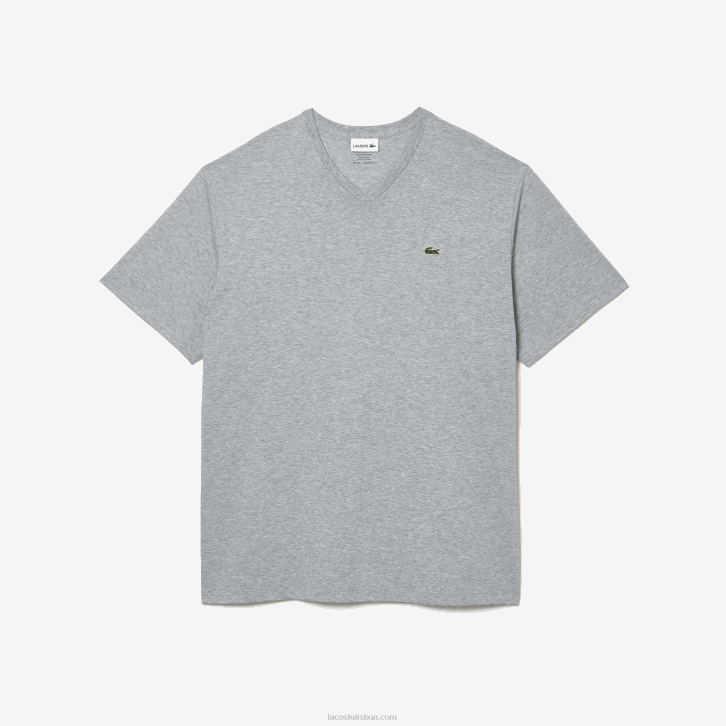 homens Lacoste chine cinza cca camiseta de jérsei com decote v 08D0801