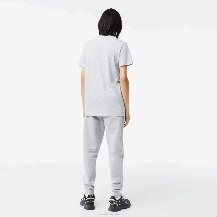 homens Lacoste chine cinza cca camiseta de jérsei de algodão pima com decote v 08D0614
