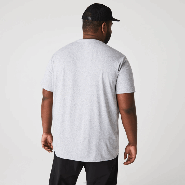 homens Lacoste chine cinza cca camiseta de jérsei de algodão pima com decote v 08D0614