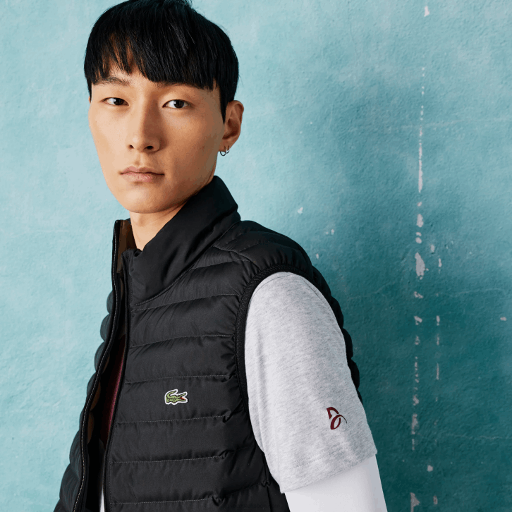 homens Lacoste chine cinza cca camiseta esporte novak djokovic croco algodão orgânico 08D0871
