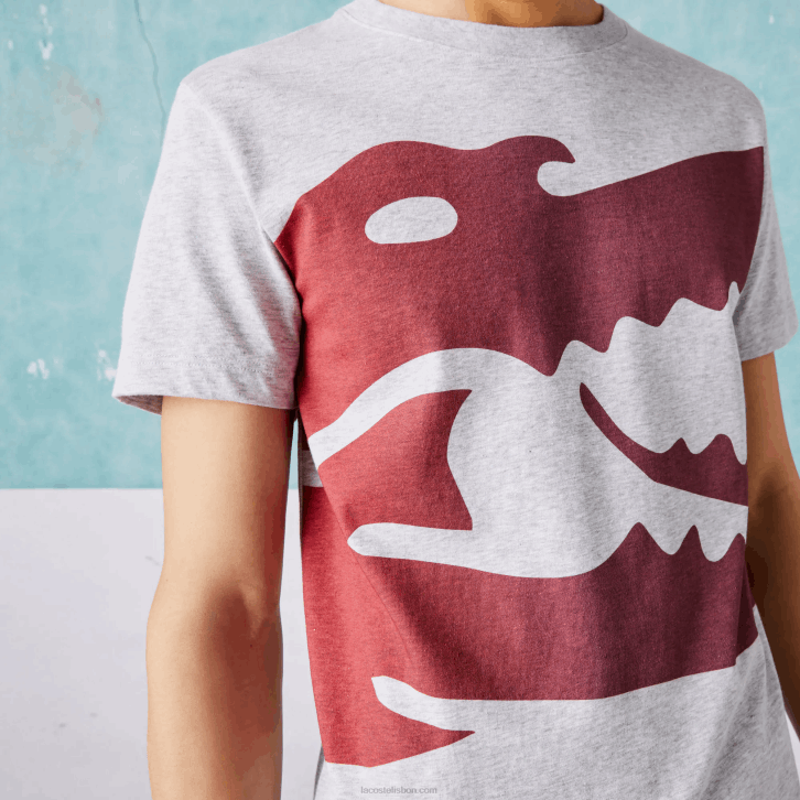 homens Lacoste chine cinza cca camiseta esporte novak djokovic croco algodão orgânico 08D0871