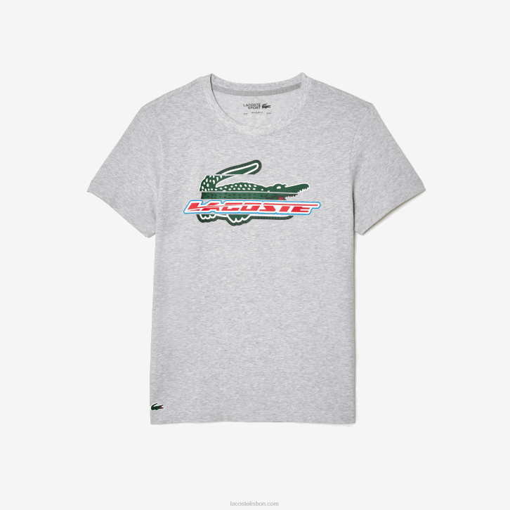 homens Lacoste chine cinza cca camiseta esportiva regular fit de algodão orgânico 08D0140