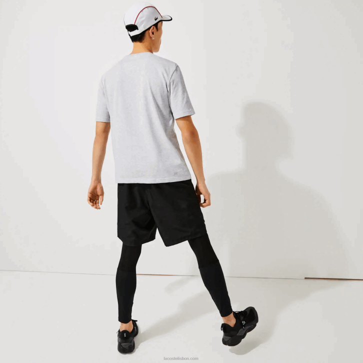 homens Lacoste chine cinza cca camiseta esportiva respirável 08D0718