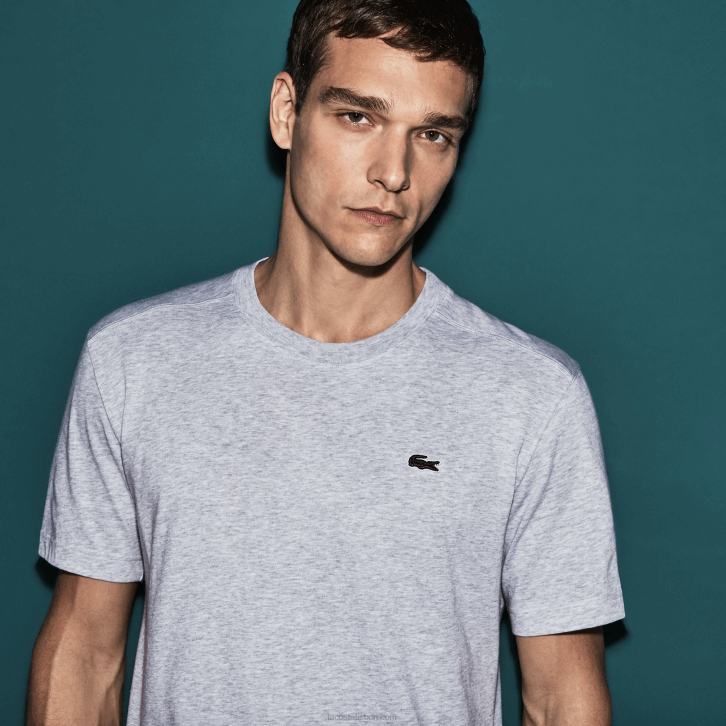 homens Lacoste chine cinza cca camiseta esportiva respirável 08D0718