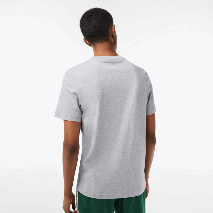 homens Lacoste chine cinza cca camiseta estampada em jersey de algodão 08D066