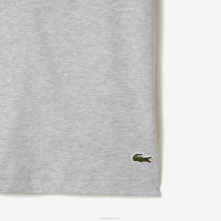 homens Lacoste chine cinza cca camiseta estampada em jersey de algodão 08D066