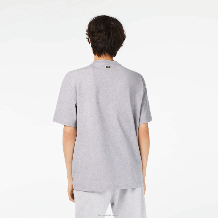 homens Lacoste chine cinza cca camiseta gola redonda com estampa de crocodilo 08D0253